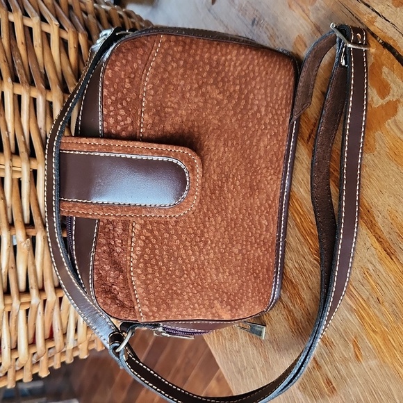 Vintage Zafiro Argentinean Leather Crossbody Purse Brown - Picture 1 of 12